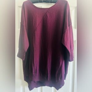 COVINGTON PLUS 2X PURPLE ASYMMETRICAL TUNIC LIGHTWEIGHT SWEATER TOP